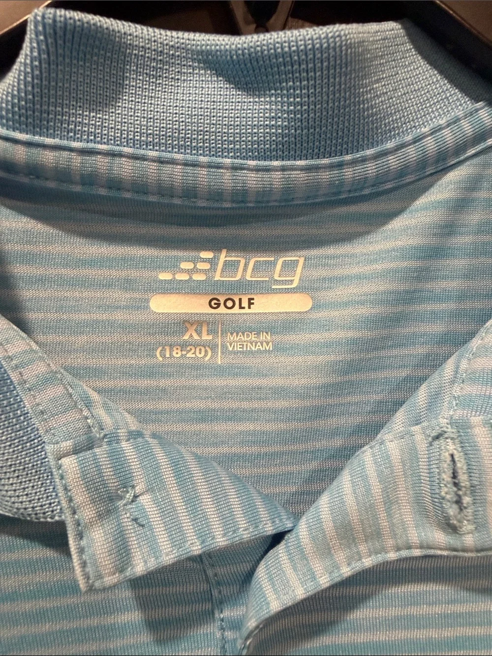 Light Blue Striped Men's Polo Shirt (more blue than what the pic shows) - Picture 2 of 3